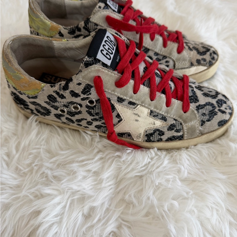 Golden Goose Leopard Print with Red Laces Size 35 US 5